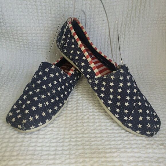 Bobs From Skechers Womens Memory Foam Stars & Stripes Flag Print 4th July Size 7 - Picture 1 of 10